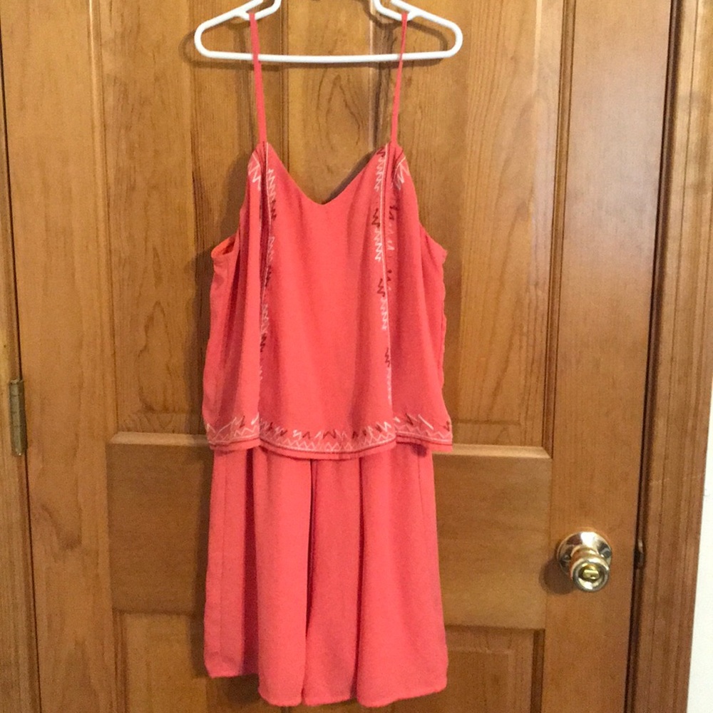 Super cute bright coral romper size S
